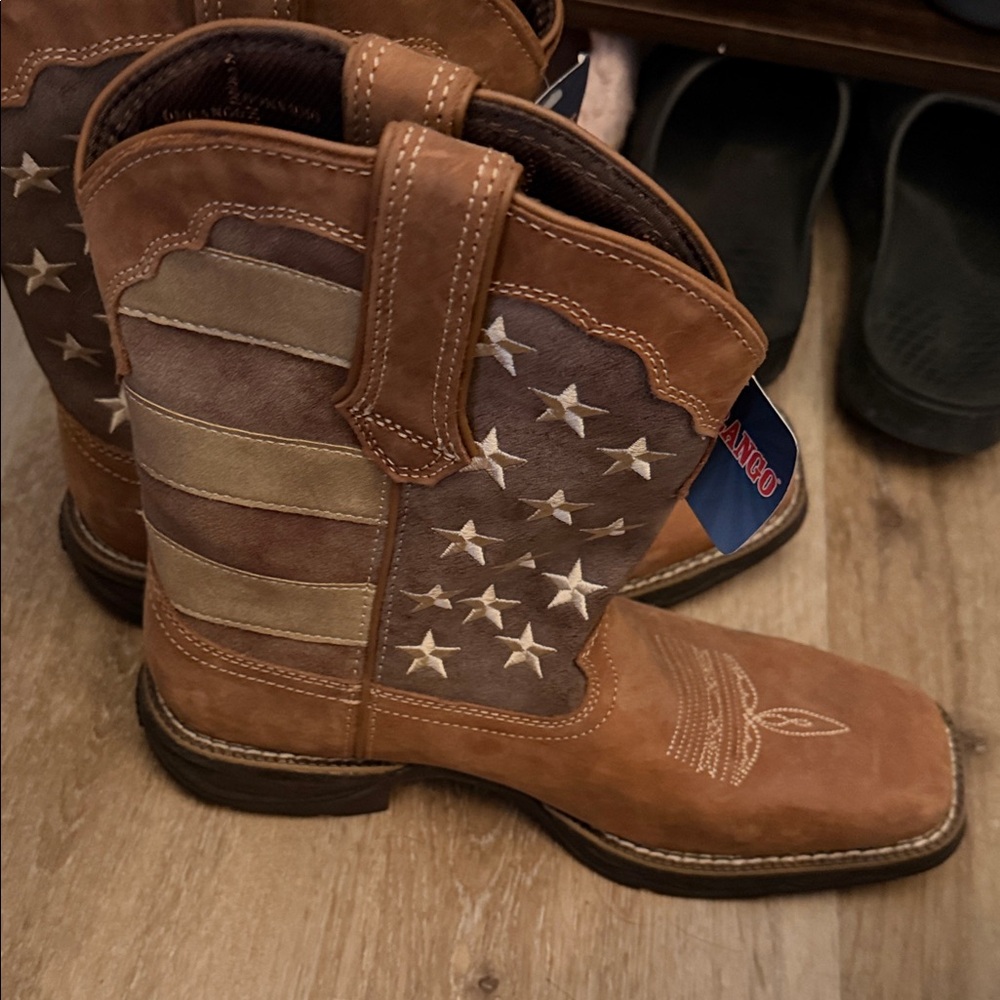 Brown Western Boots with American Flag Design